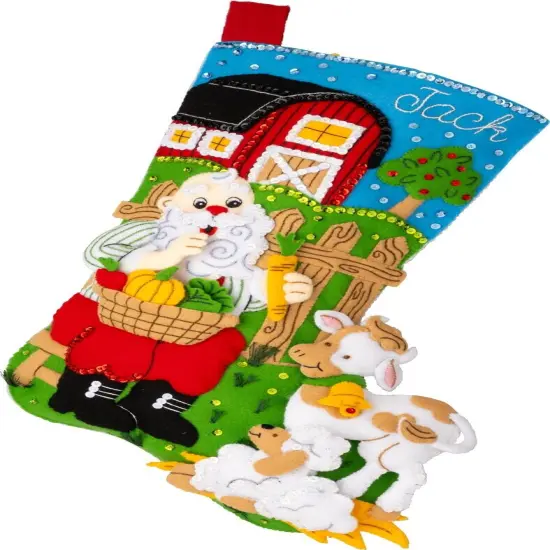 Bucilla Felt Stocking Applique Kit 18" Long-Harvest Time Santa {2}