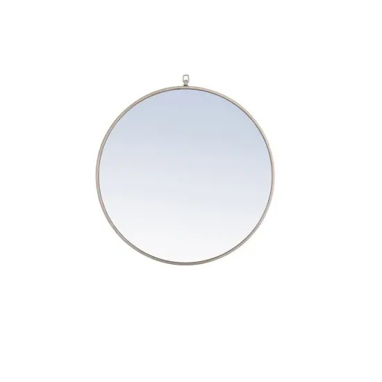 Metal frame Round Mirror with decorative hook 28 inch Silver finish {1}