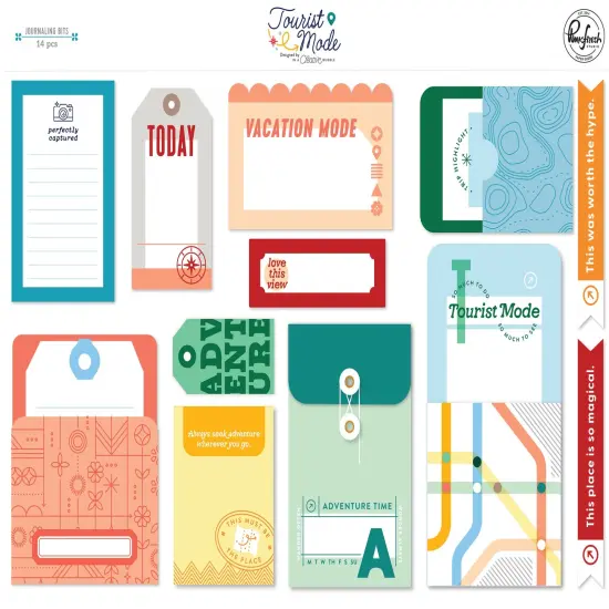 Pinkfresh Journaling Bits 14/Pkg-Tourist Mode {1}