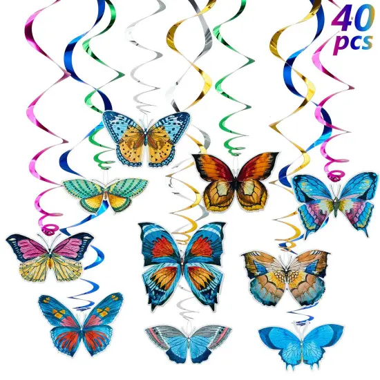 40 Pieces Butterfly Spring Hanging Swirl Summer Spring Party Hanging for Home Classroom Baby Shower Birthday Wedding Garden Themed Tea Party Decoration Supplies {2}