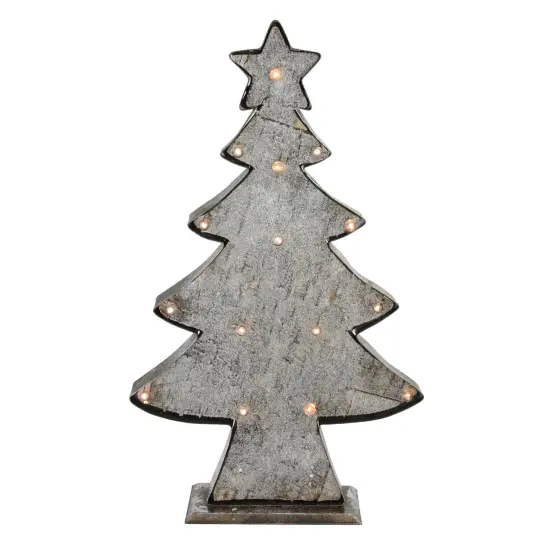Diva At Home 26.5" Rustic Brown and Gray LED Lighted Christmas Tree Tabletop Decor {1}