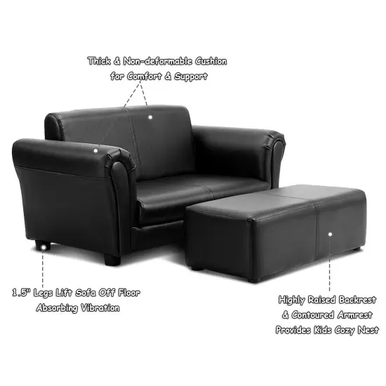 Costway Kids Sofa Armrest Chair Couch Lounge in Black {6}