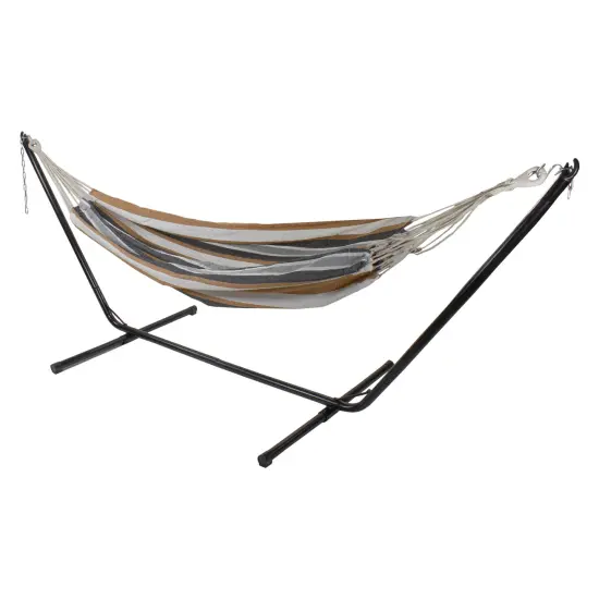Northlight Striped Cotton Two Person Double Brazilian Hammock - 73" x 58.5" - Black and Brown {7}