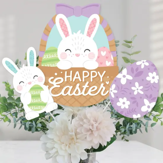 Big Dot of Happiness Spring Easter Bunny - Happy Easter Party Centerpiece Sticks - Table Toppers - Set of 15 {1}