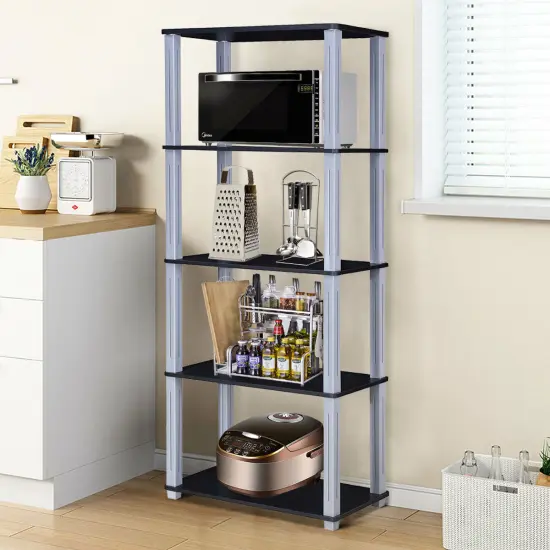 Costway 5-Tier Multi-Functional Storage Shelves Rack Display Bookcase Home Furni Black {5}