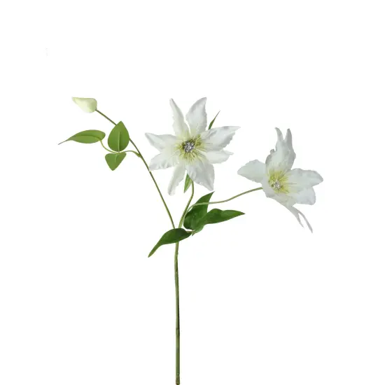 Allstate Two-tone Jeweled Clematis Artificial Floral Spray - 20" - White {1}