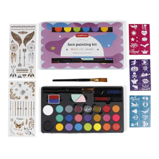 Incraftables Face Painting Kit for Kids & Adults. Face Painting Kit for Kids Party w/ Colors, Stencils, Brushes, Glitters & More. Non-Toxic Water Based Face Paint Kit. Easy to Use DIY Facepaint Kit {1}