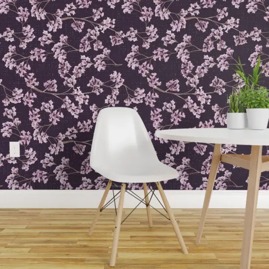 Peel & Stick Wallpaper 2FT Wide Moody Floral Botanical Nature Flowers Trees Plants Purple Jacaranda Poisonous Custom Removable Wallpaper by Spoonflower {1}