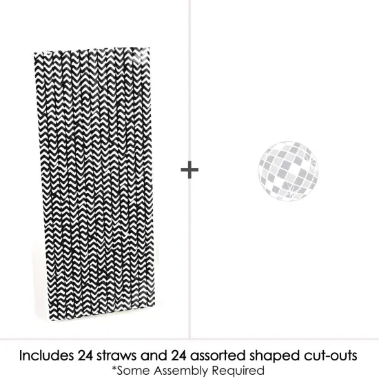 Big Dot of Happiness Disco Ball - Paper Straw Decor - Groovy Hippie Party Striped Decorative Straws - Set of 24 {4}