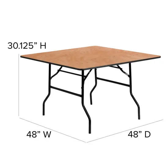 Emma and Oliver 4-Foot Square Wood Folding Banquet Table Natural {5}