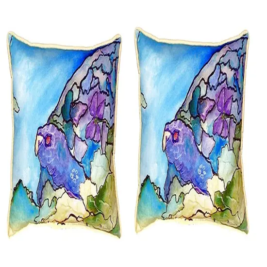 Pair of Betsy Drake Purple Turtle Small Outdoor Pillows 11X 14 {1}