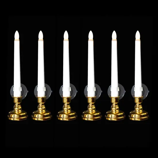 Northlight Single Light Window Candles with Remote and Timer - 10" - White - Set of 6 {4}
