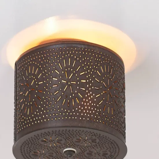 Irvin's Tinware 2-Light Flush Mount Ceiling Light in Kettle Black - 12" Diameter {4}