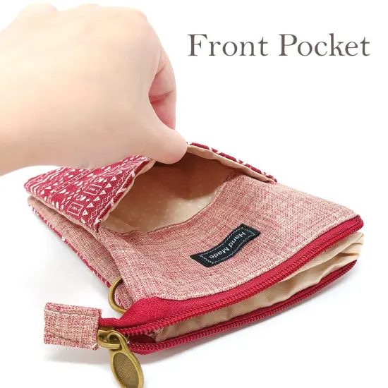 Wrapables Mini Crossbody Cell Phone Bag Zip Top / Red Deco {3}