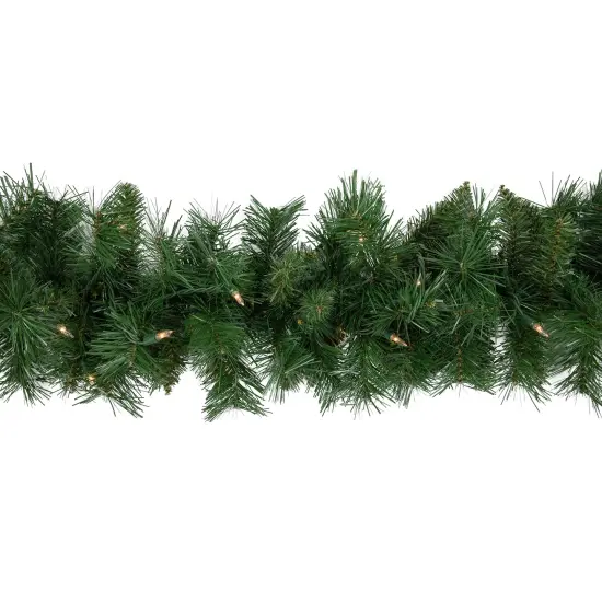 Northlight Pre-Lit Chatham Pine Artificial Christmas Garland - 9' x 10" - Clear Lights Green {4}