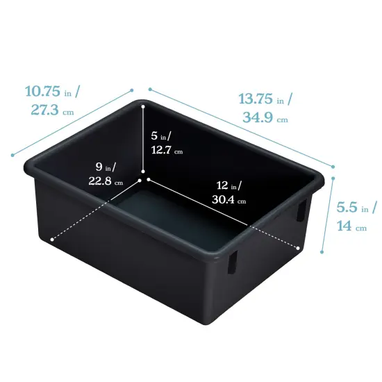 Letter Size Deep Tray with Lid, Storage Bin, 10-Piece Black {2}