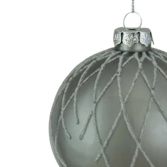 Northlight 4" Gray Diamond Pattern Christmas Ball Glass Ornament {5}