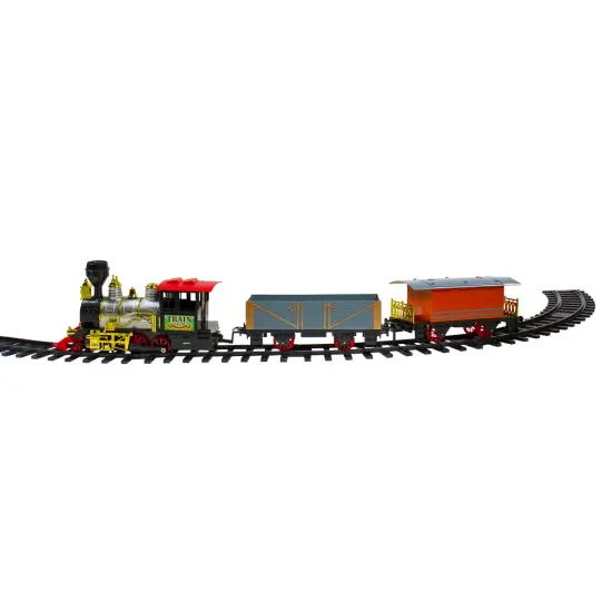 Northlight 17-Piece Lighted and Animated Gold and Red Classic Model Train Set with Sound Silver {4}