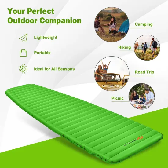 Goplus 3 Inch Inflatable Camping Sleeping Pad Waterproof & Comfortable Sleeping Mat Blue/Green {5}