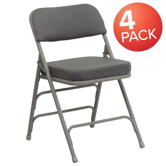 Emma and Oliver 4 Pack Home & Office 18.5"W Party Events Padded Metal Folding Chair GrayFabric/GrayFrame {5}