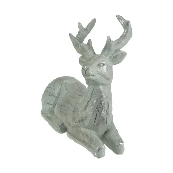 Northlight Faux Wood Grain Sitting Deer Christmas Figure - 7.5" Gray {5}