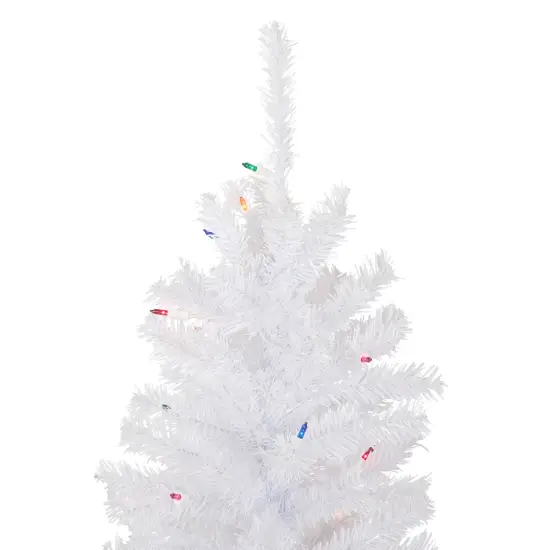 Northlight Pre-Lit Slim Woodbury White Pine Artificial Christmas Tree - 4' - Multi Lights {6}