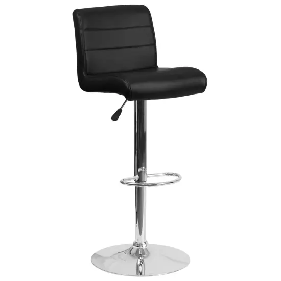 Emma and Oliver Swivel Rolled Seat Adjustable Height Barstool with Chrome Base White {6}