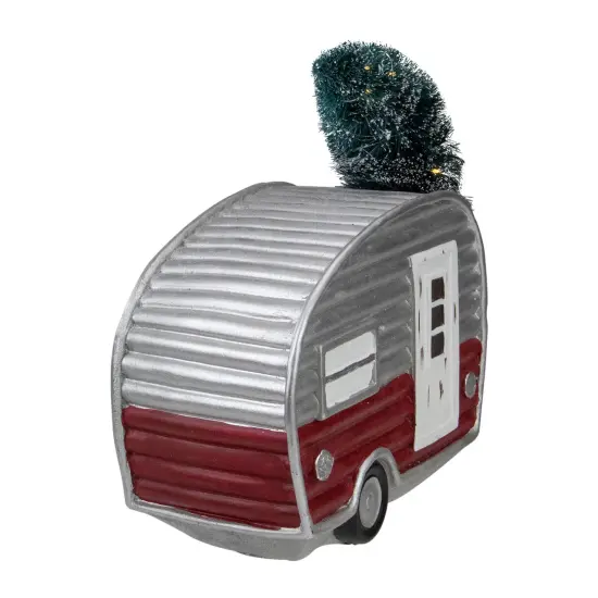 Northlight LED Lighted Camper with Pine Bough Christmas Decoration - 8.5" Silver {3}