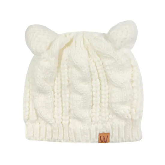 Wrapables Winter Warm Cable Knit Cat Ears Beanie Cream {3}