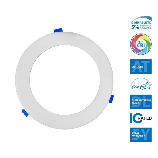 NICOR DLE8 Series 8 in. Round White Flat Panel LED Downlight in 2700K {3}