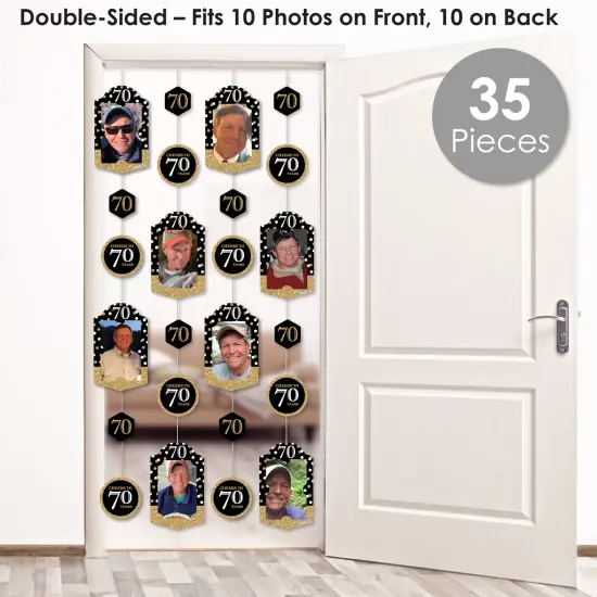 Big Dot of Happiness Adult 70th Birthday - Gold - Birthday Party Vertical Photo Garland 35 Pieces {3}