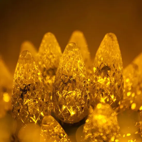 70 Gold C6 LED Christmas Lights, Green Wire, 4" Spacing {2}