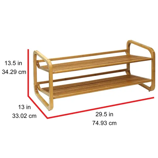 Oceanstar2 Tier Bamboo Shoe Rack, Rounded Brown {4}