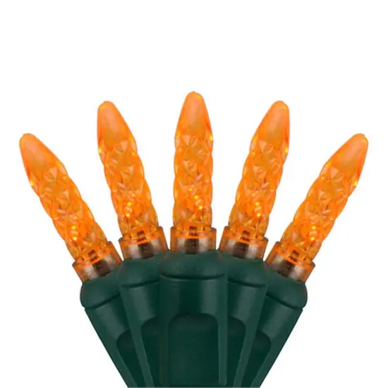70 Amber/Orange M5 LED Lights, Green Wire, 4" Spacing {1}
