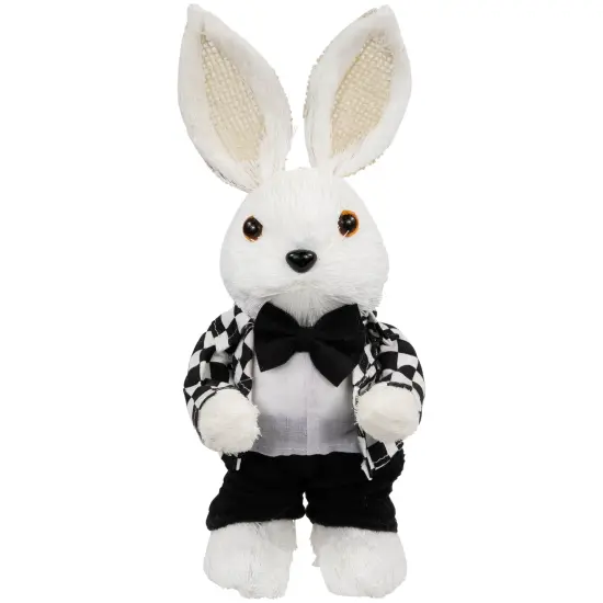 Northlight Boy Easter Rabbit Figurine in Checkered Jacket - 10" Black {1}