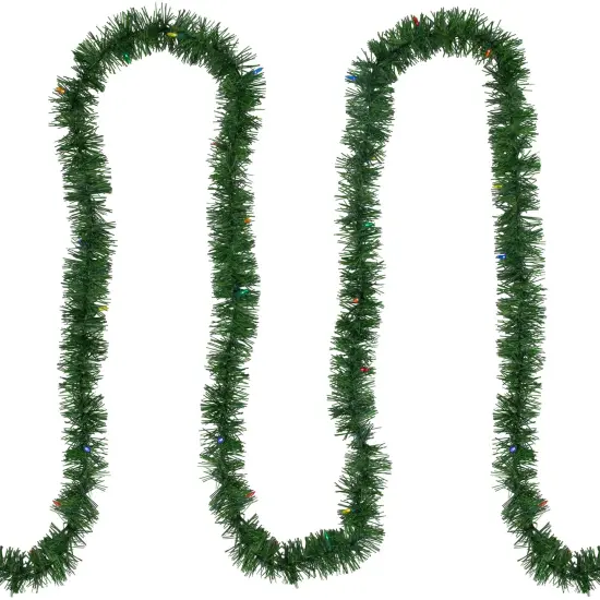 Northlight Pre-Lit LED Battery Operated Pine Artificial Christmas Garland - 18' x 3" - Multicolor Lights Green {4}