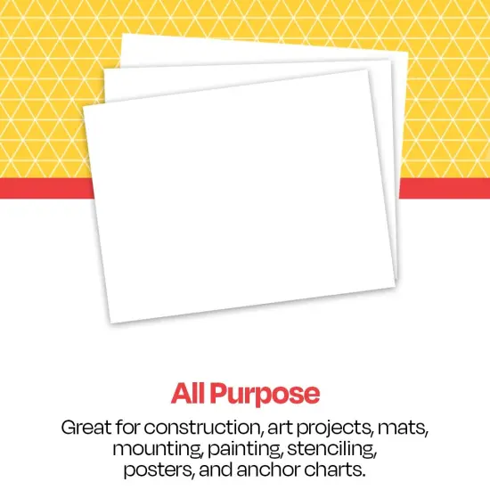 School Smart Railroad Board, 22 x 28 Inches, 4-Ply, White, Pack of 100 {6}