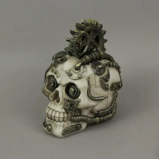 Steampunk Gear Head Skeleton Skull Figurine Decorative Punk Home Decor Sculpture {3}