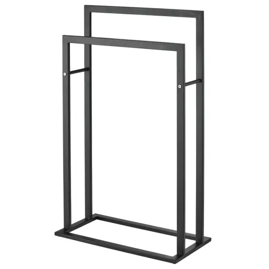 mDesign Metal Tall 2-Tier Free-standing Bathroom Towel Rack {4}