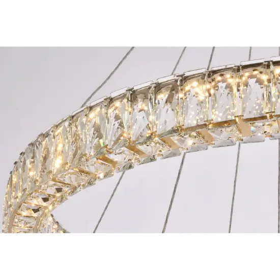 Monroe 36 inch LED double ring chandelier in gold {5}