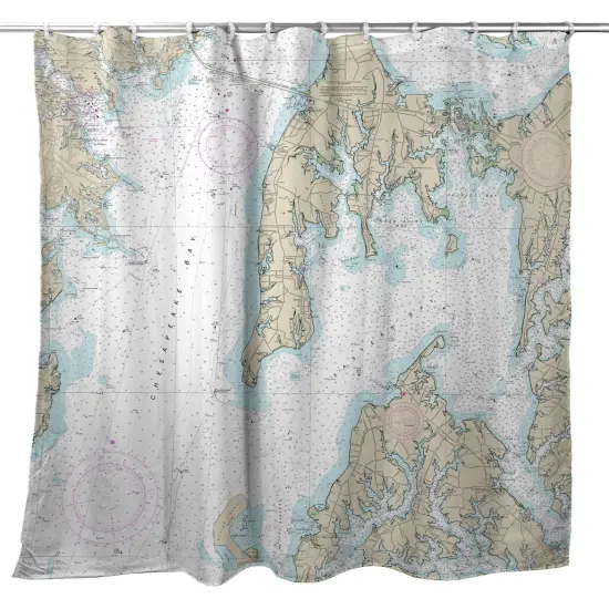 Betsy Drake Kent Island, MD Nautical Map Shower Curtain {1}