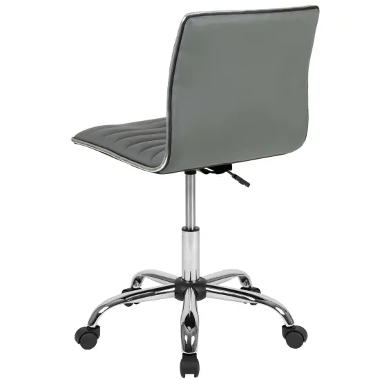 Merrick Lane Amelie Home Office Chair Ergonomic Executive Ribbed Low Back Armless Computer Desk Chair - Base, Frame & Border BrownVinyl/Chrome {9}