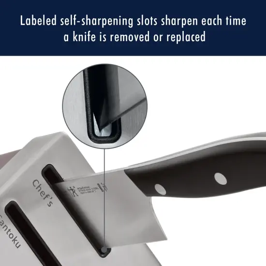 HENCKELS Statement Self-Sharpening Knife Set with Block, Chef Knife, Paring Knife, Bread Knife, Steak Knife, 14-piece {4}