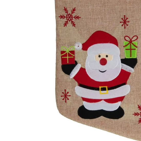 Northlight 19" Beige and Red Santa Claus Embroidered Christmas Stocking Brown {5}