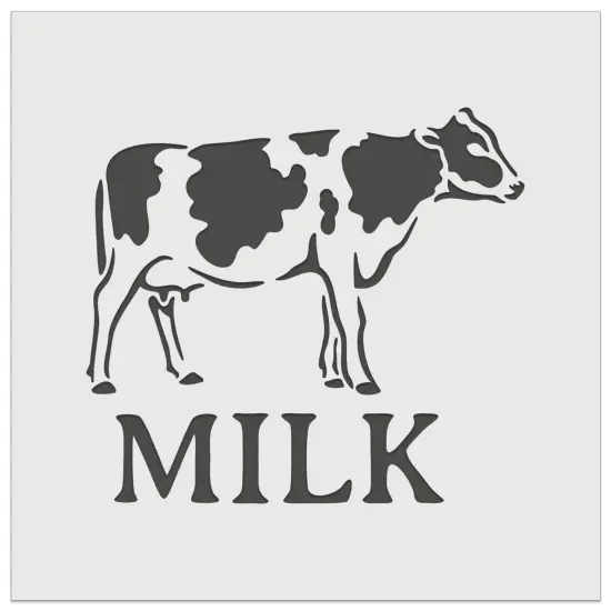 Milk Text with Spotted Cow Farm Dairy Wall Cookie DIY Craft Reusable Stencil {7}