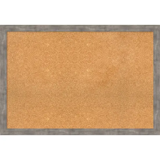 Marred Wood Framed Corkboard, Natural Cork Marred Pewter {1}
