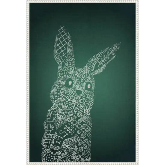 The Emerald Bunny by Ema Paraschiv Framed Canvas Wall Art {1}