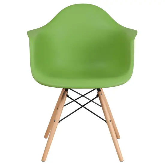 Merrick Lane Alda Series Polypropylene Accent Chair with Gently Curved Arms and Metal Braced Wooden Legs Green {2}