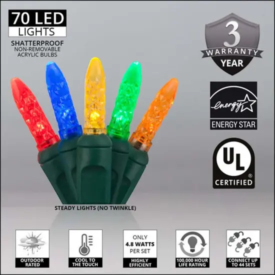 70 M5 LED Multicolor Lights red blue amber green gold and Green Wire Multi-Color {3}