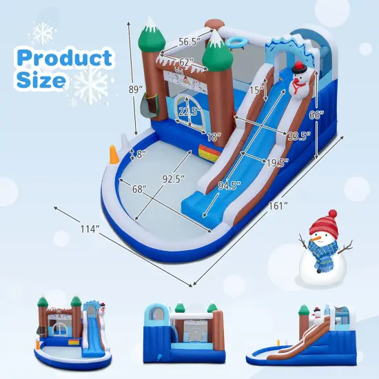Costway 6-in-1 Winter Theme Snowman Inflatable Castle Kids Bounce House {3}